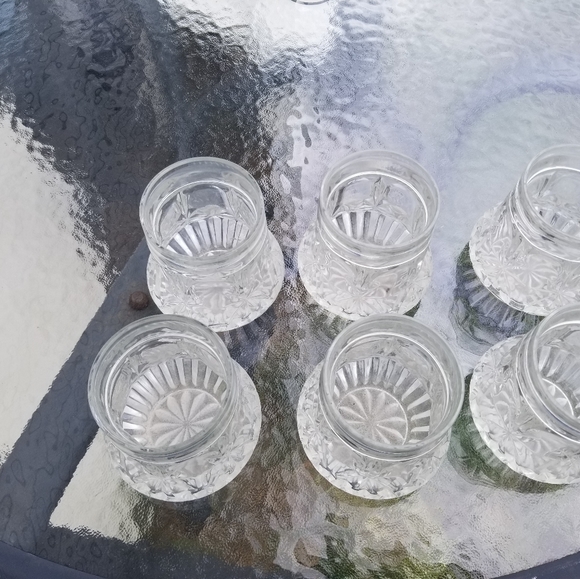 SET OF 6 VINTAGE PINWHEEL CRYSTAL SHORT GLASSES - Picture 3 of 4